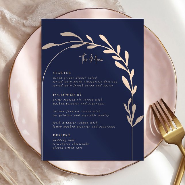 Tarjetas de menú Boda de guiones de arco minimalis (Subido por el creador)