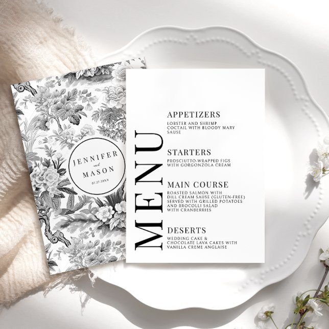 Tarjetas de menú boda de porcelana chinoiserie neg (Subido por el creador)