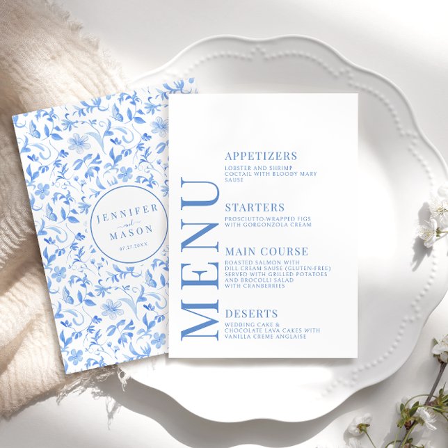 Tarjetas de menú boda de porcelana floral folclóri (Subido por el creador)