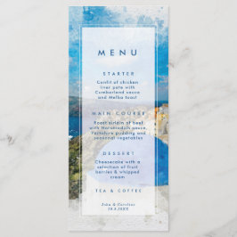 Tarjetas de menú boda de verano de Santorini, Grec