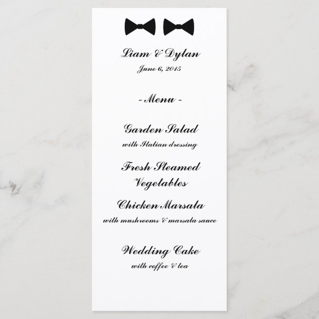 Tarjetas de menú Boda "Doble lazo" (Anverso)