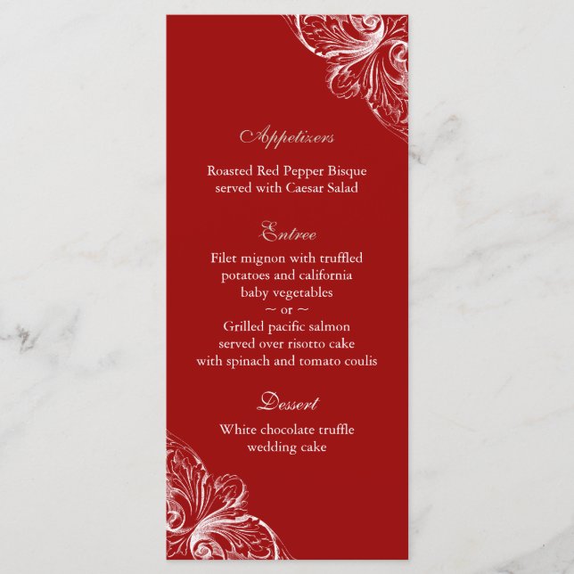 Tarjetas de menú boda Elegante Monograma Blanco Ro (Anverso)