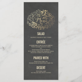 Tarjetas de menú boda Gold Florals