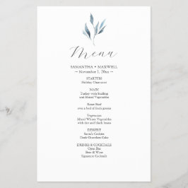 Tarjetas de menú boda Hojas botánicas acuáticas