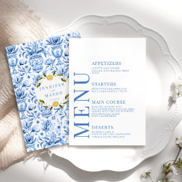 Tarjetas de menú boda italiana con limón de porcel