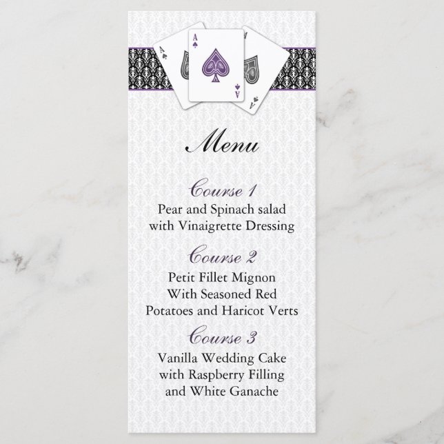 Tarjetas de menú boda Las vegas (Anverso)