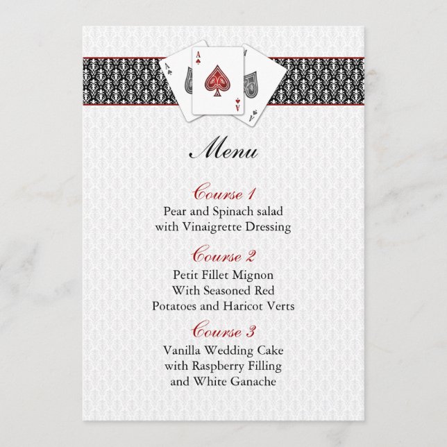 Tarjetas de menú boda Las vegas (Anverso)