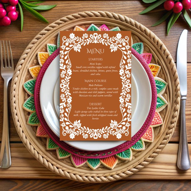 Tarjetas de menú boda mexicana Talavera terracotta (Talavera terracotta Mexican wedding menu cards personalized printed menu cards personalized decor)