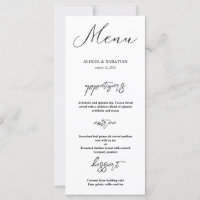 Tarjetas de menú Boda minimalista elegantes