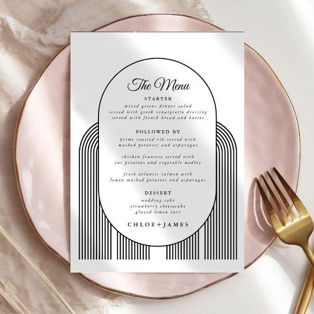Tarjetas de menú Boda minimalistas (Subido por el creador)