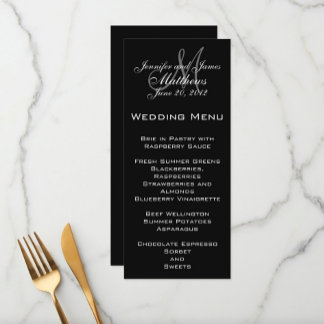 Tarjetas de menú Boda monograma elegante