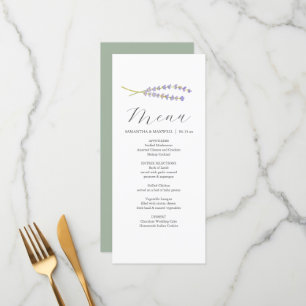 Tarjetas de menú Boda personalizadas Lavanda y sal
