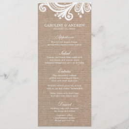 Tarjetas de menú Burlap y Lace Boda