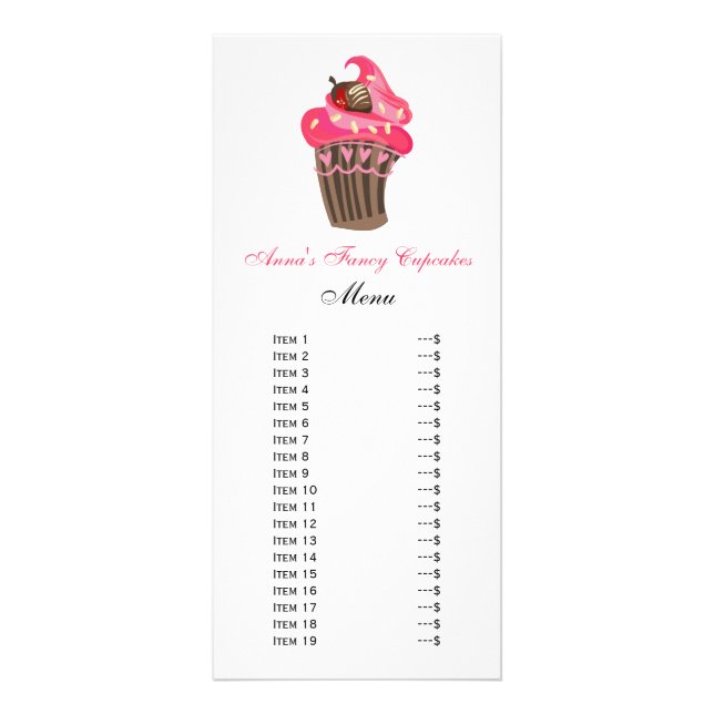 Tarjetas de menú Cupcakes Cupcakes (Frente)