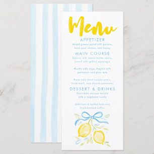 Tarjetas de menú de baby shower de niño con tema d