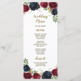 Tarjetas de menú de boda boho rústicas de color az