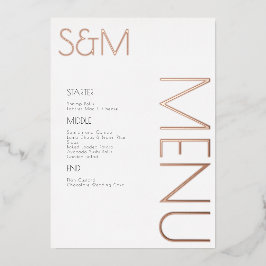 Tarjetas de Menú de Boda con Letra Negrita Prensad