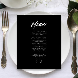 Tarjetas de menú de boda con letra script minimali