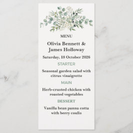 Tarjetas de Menú de Boda de Jardín Botánico