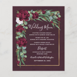 Tarjetas de menú de boda de otoño con flores de Bo