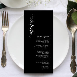 Tarjetas de menú de boda elegantes clásicas en bla