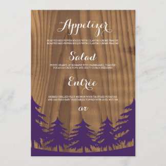 Tarjetas de menú de Boda forestal