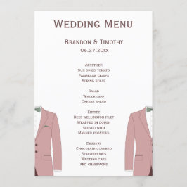 Tarjetas De Menú De Boda Gay Rosado Y Sage