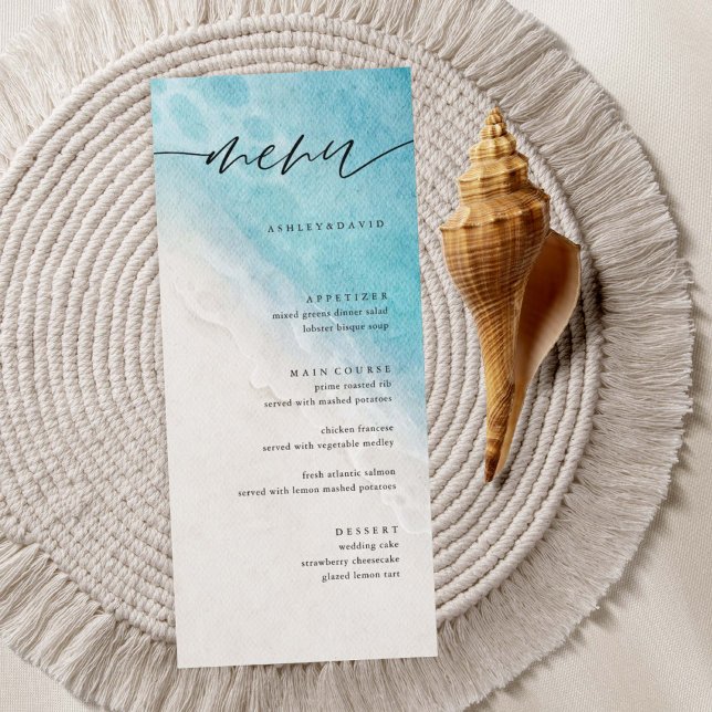 Tarjetas de menú de bodas de destino de la playa d (Subido por el creador)