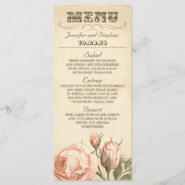 Tarjetas de menú de bodas elegantes de rosa rosa