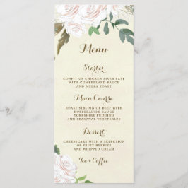 tarjetas de menú de bodas floridas y elegantes de 