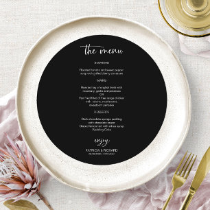 Tarjetas de menú de círculo de boda en blanco y ne