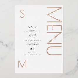 Tarjetas de menú de día de boda presionadas en neg