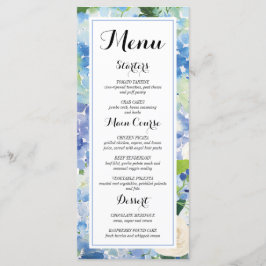 Tarjetas de menú de Hortensia Floral Azul