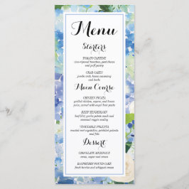 Tarjetas de menú de Hortensia Floral Azul