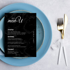 Tarjetas de menú de la mesa de bodas elegantes y n