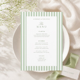 Tarjetas de menú de mesa de boda clásicas verdes d