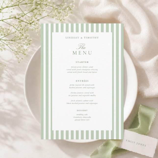 Tarjetas de menú de mesa de boda clásicas verdes d (Subido por el creador)
