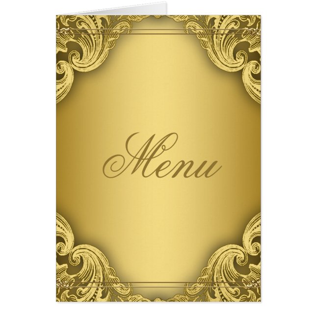 Tarjetas de menú de oro elegantes (Frente)
