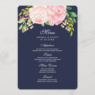 Tarjetas de menú de peones rosados de bonito (5x7)
