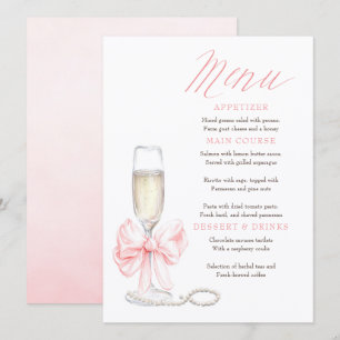 Tarjetas de menú de Perlas y Prosecco con estilo c