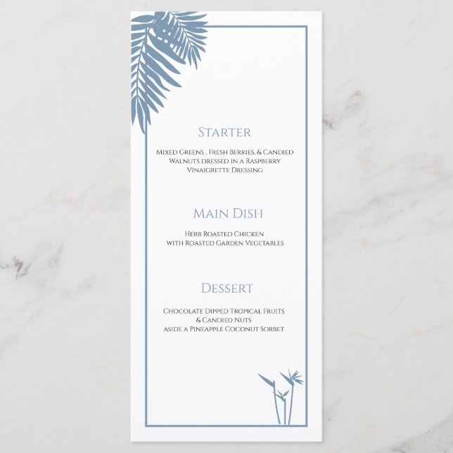 Tarjetas de menú de placa personalizada Boda de pa (Anverso)