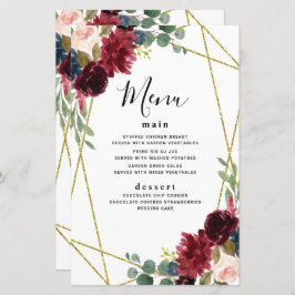 Tarjetas de menú de vegetación geométrica de oro f