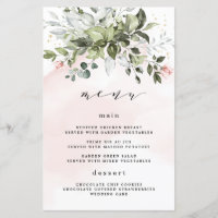 Tarjetas de menú del Boda azul turbio de color dor