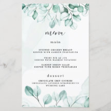 Tarjetas de menú del Boda de eucalipto verde