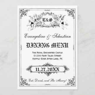 Tarjetas de menú del Boda del libro de cuentos de 