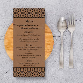 Tarjetas de menú del Boda Kraft moderno