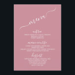 Tarjetas de menú del Boda Pastel Minimalista moder<br><div class="desc">Moderno menú Minimalista de Boda pastel en Rosa salvaje color rosa elegante menú Boda 5x7" Carta plana con caligrafía elegante Menús de Boda para comer y beber | Caligrafía simple Menús Bodas de Boda rústico,  menú Boda rústico,  menú Boda floral,  menú de mesa Boda,  tarjetas de menú Boda pastel</div>