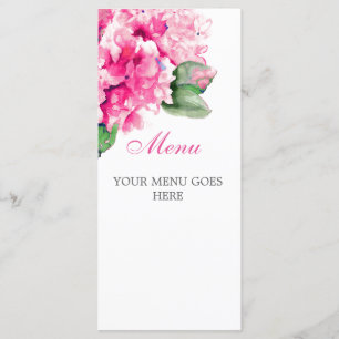 Tarjetas de menú Floral Fuschia acuarela