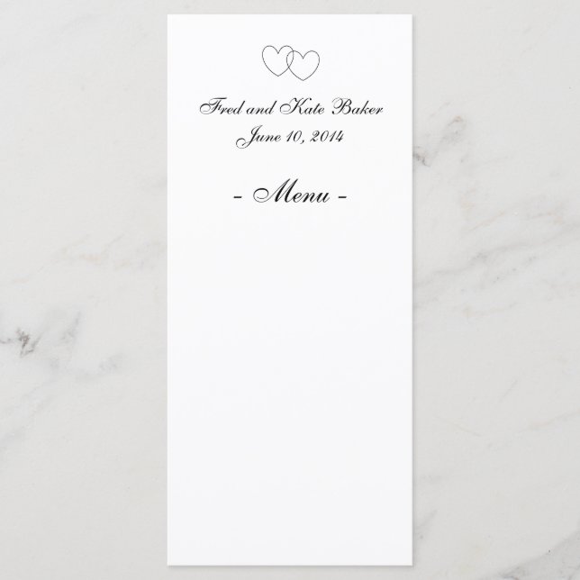 Tarjetas de menú "Interbloqueo de corazones" (Anverso)