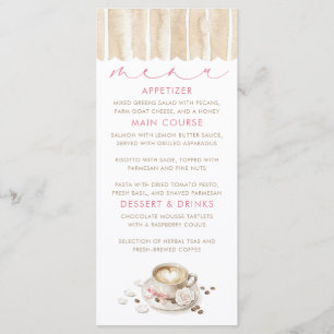 Tarjetas de menú para baby shower con tema de café